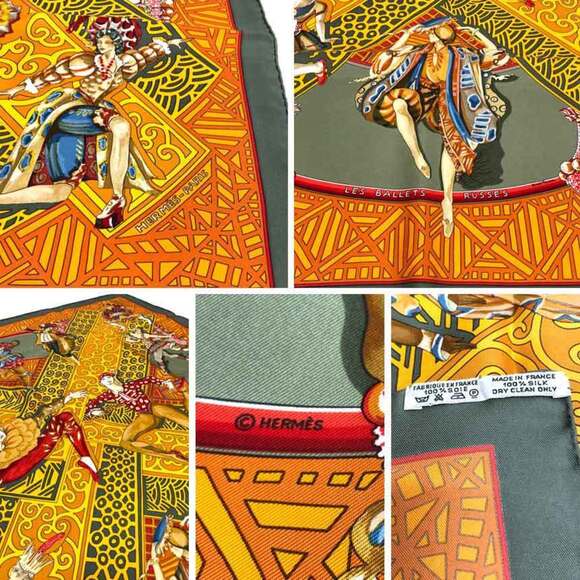 HERMES Orange Silk Scarf - Picture 2 of 2